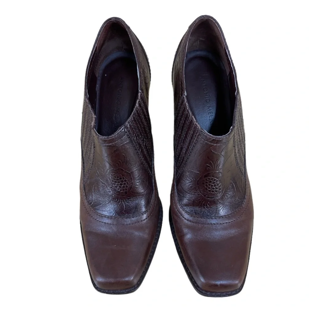 ANTONIO MELANI Brown Western Style Square Toe Women’s Ankle Boots Size 7 1/2M